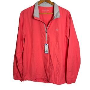 NWT Southern Tide T3 Men's Coral Lightweight Packable 1/4 Zip Jacket